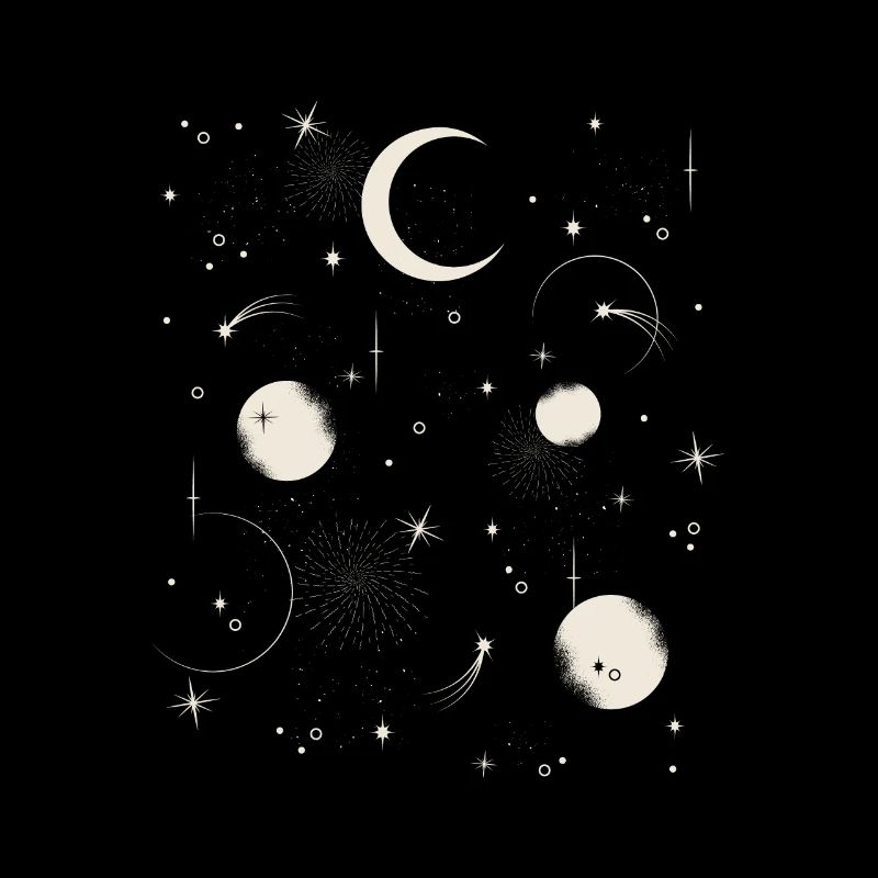Mond und Sterne am Nachthimmel
