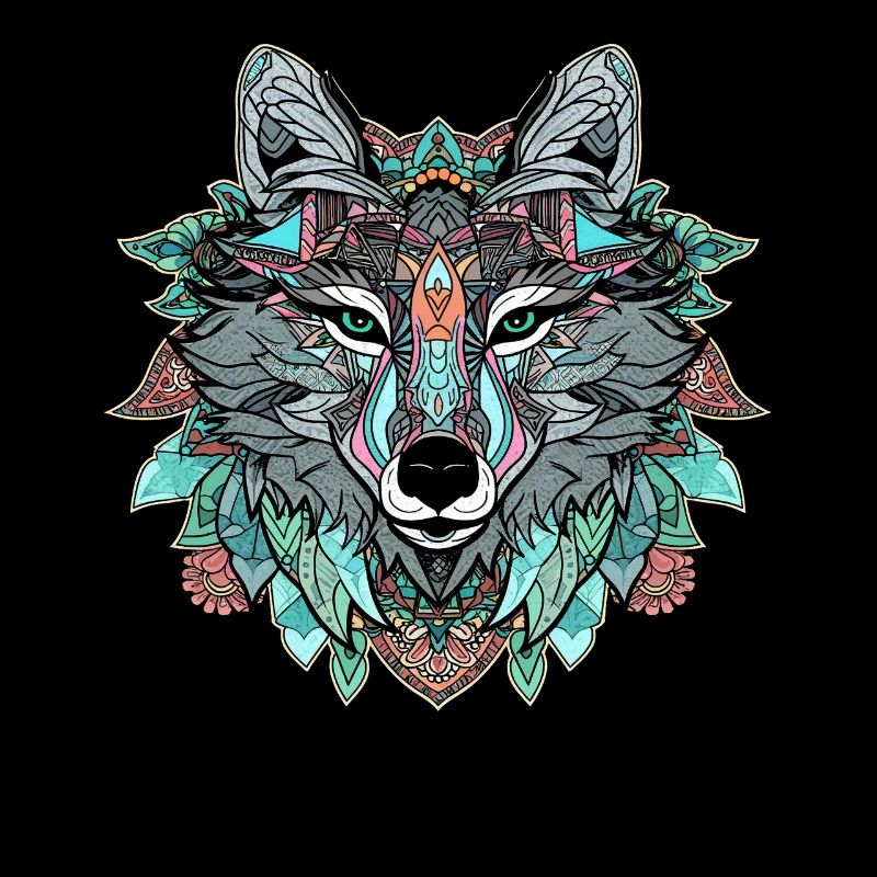 Mandala Geometric Wolf ColorFull