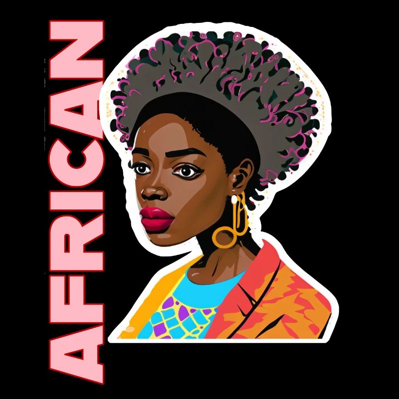 Dame noire avec lettrage africain