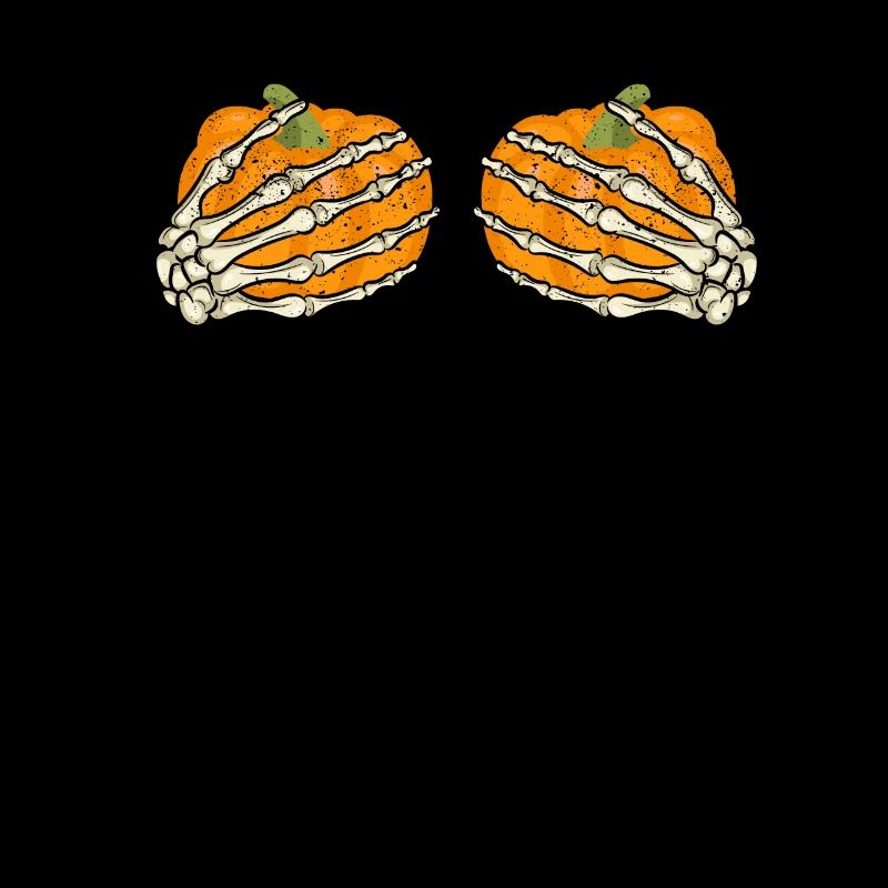 Skeleton Pumpkin Breasts Hand Funny Halloween