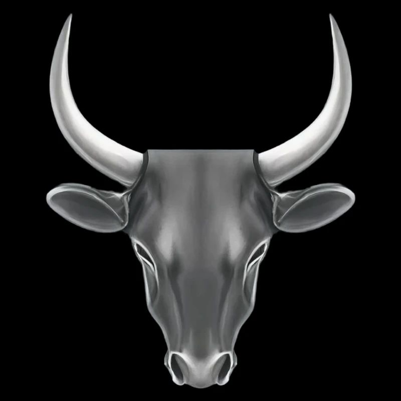 STYLIZED BULL WITH LARGE HORNS