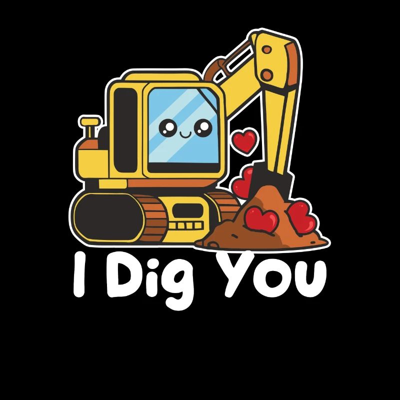 Ich mag dich Bagger Bulldozer Kran lustig Valentin