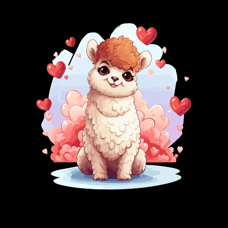 Alpaca with hearts