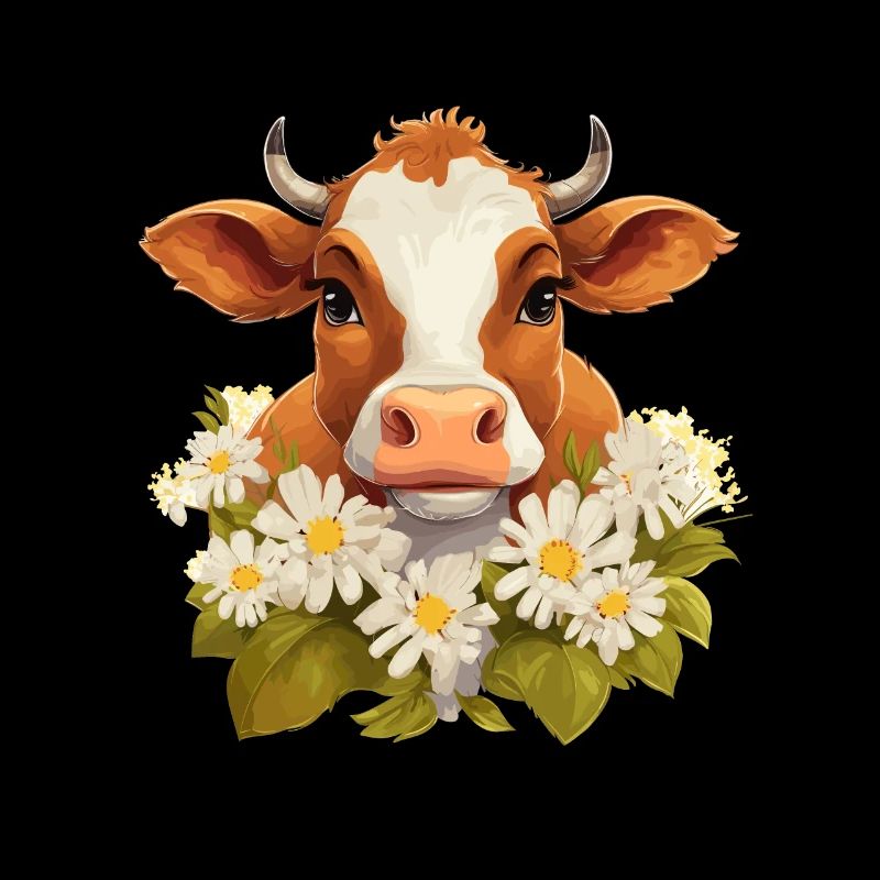 Vache avec des fleurs