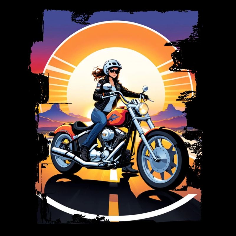 Motorcycle and Sunset, Biker Gift