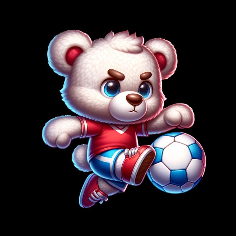 Cute Teddy Bear Playing Soccer Comic Character Kids