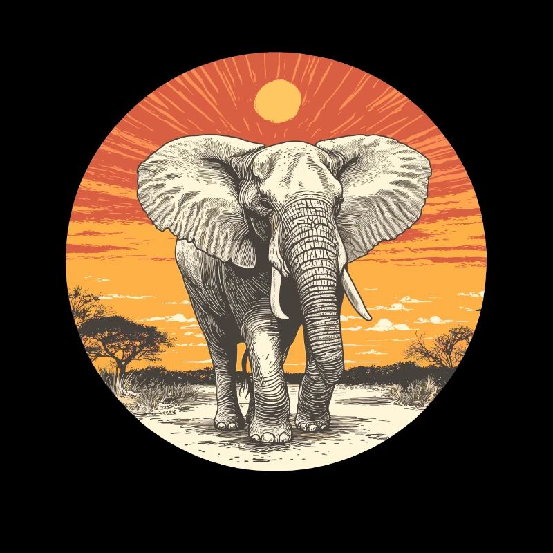 Elephant in the sunset
