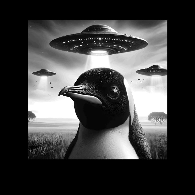 Emperor penguin Funny Graphic Selfie with UFOs Wei