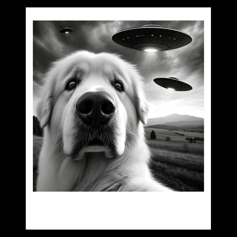 Great Pyrenees Funny Graphic Selfie with UFOs Weir