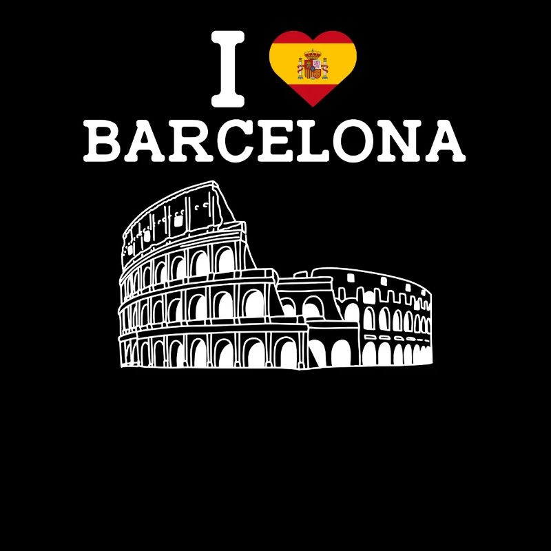 J’aime Barcelone Espagne Coeur Drapeau Colisée Jeu de mots