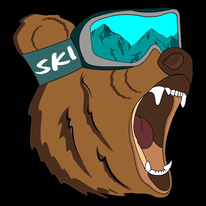 Ski Bear Rider Skier Cool Type Gift Snow Bear