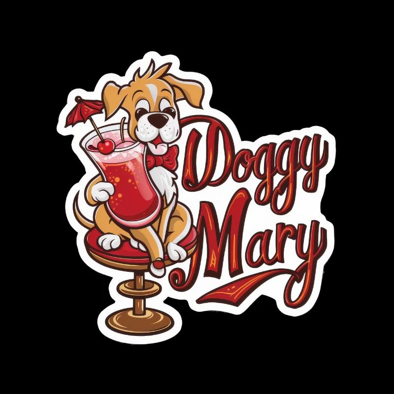 Chien de dessin animé tenant une boisson