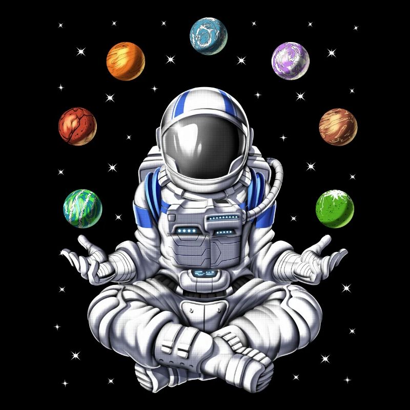 Astronaute jonglant avec les planètes spatiales