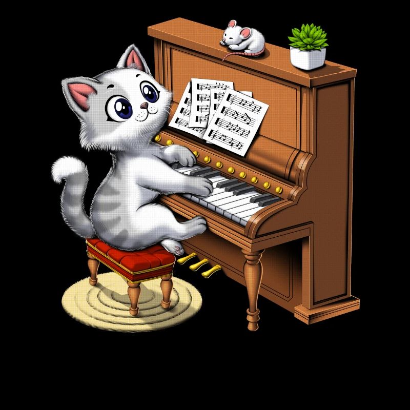 Chat jouant du piano