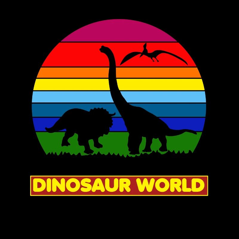 Dinosaur World, Rainbow Colors, Shadow Figure