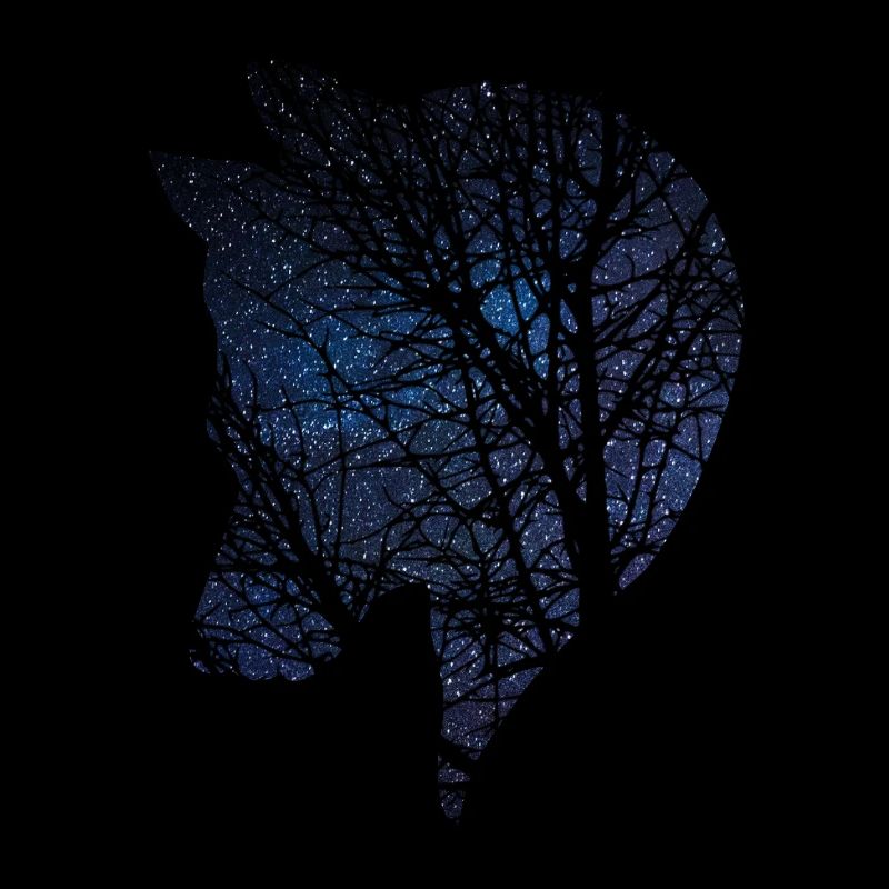 Wolf in the night sky