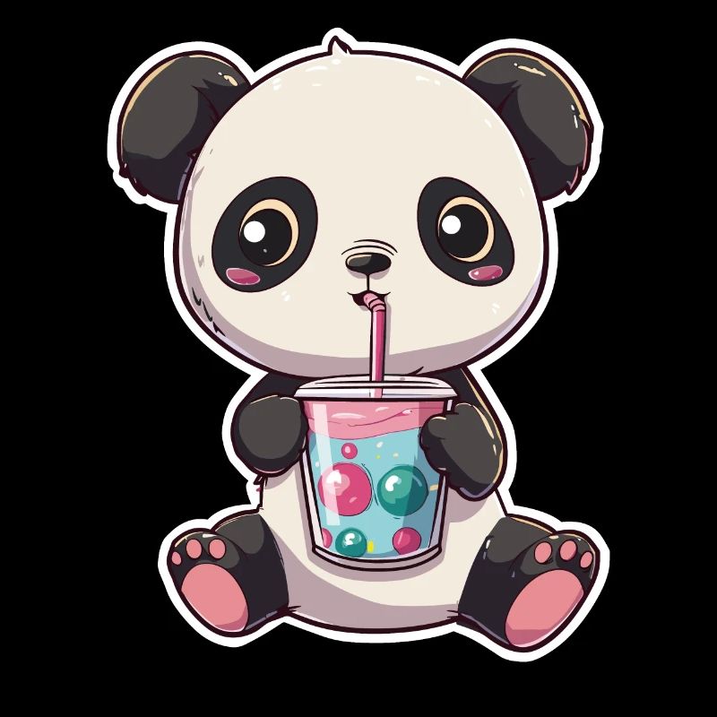 Panda Bear Baby Drinks Bubble Tea