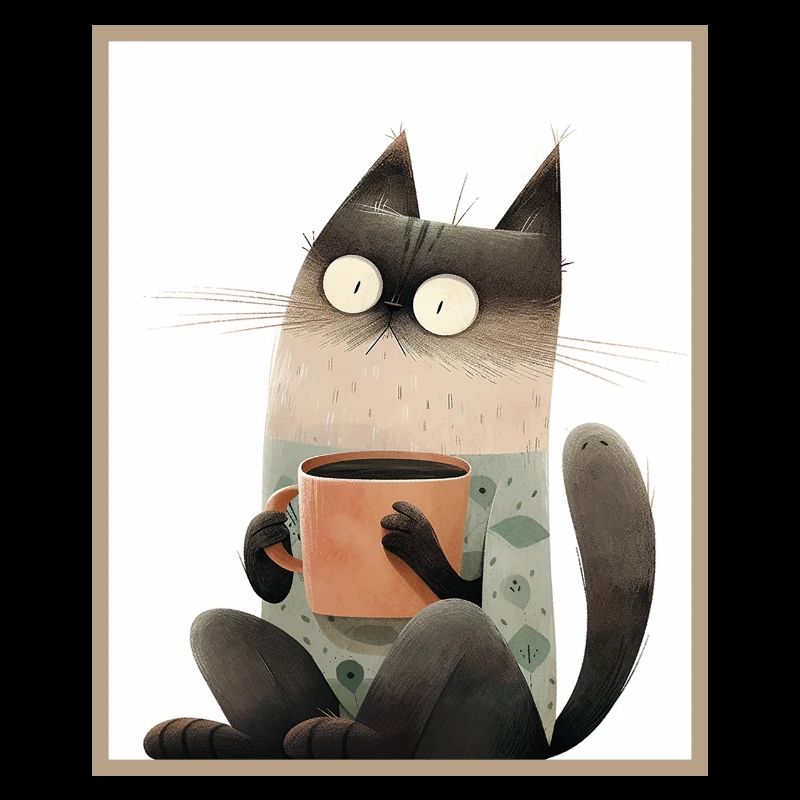 Katze mit Kaffeetasse