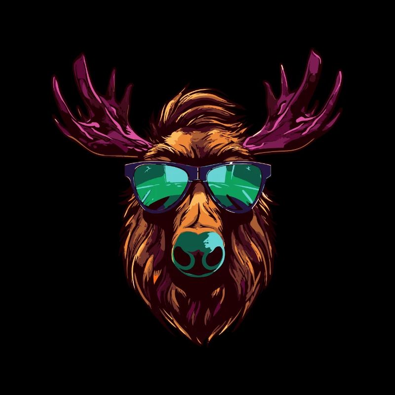 Moose Head Portrait Cool