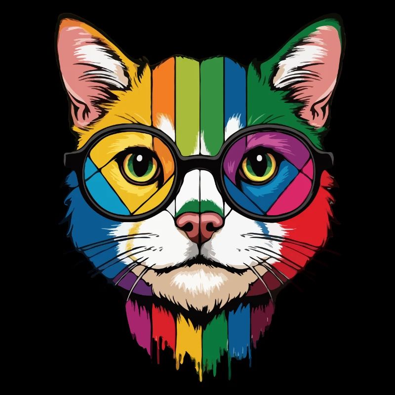 Chat Cool Dans Des Lunettes Dessin Animé Coloré