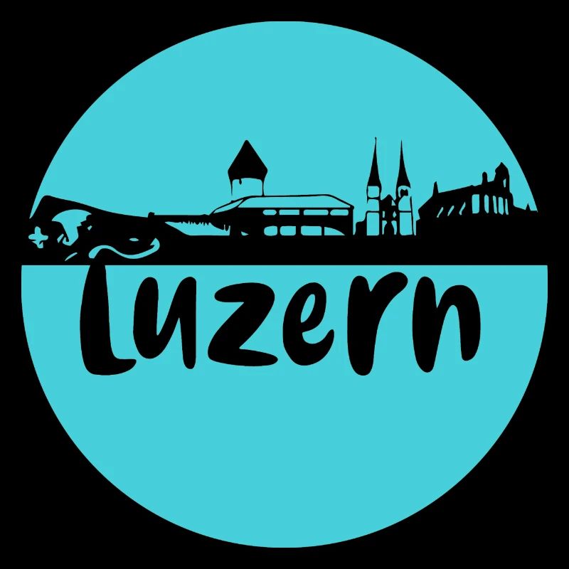 luzern,skyline, rond, coup de cisaille, bleu