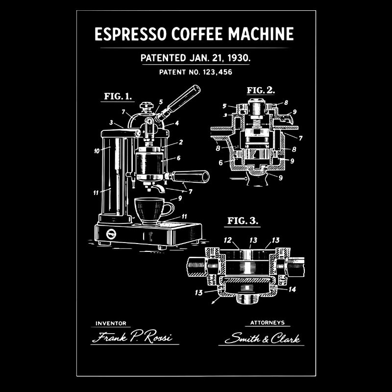 Espresso Machine Blueprint Sketch