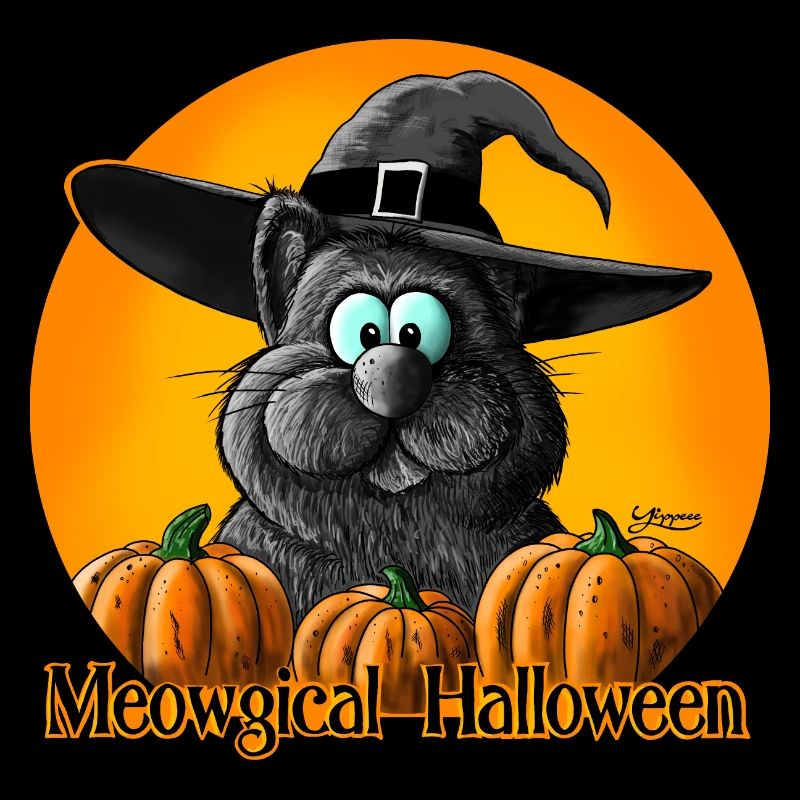 Halloween Katze mit Hexenhut
