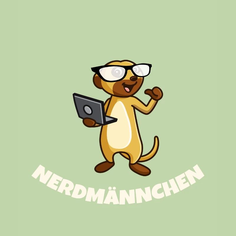 Nerd Erdmännchen mit Brille und Notebook Geschenk