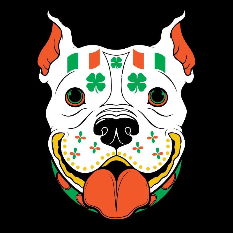 Drapeau de la Saint-Patrick Skull Pitbull Irlande