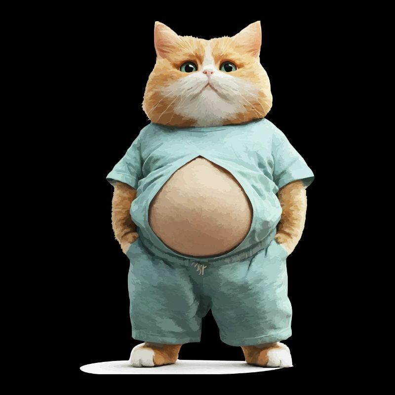 Funny fat cat in comfortable clothes