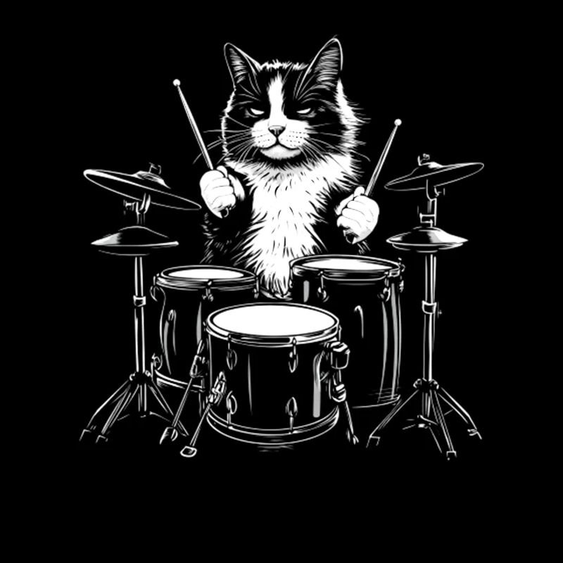 Illustration de batteur de chat : Cool Cat On