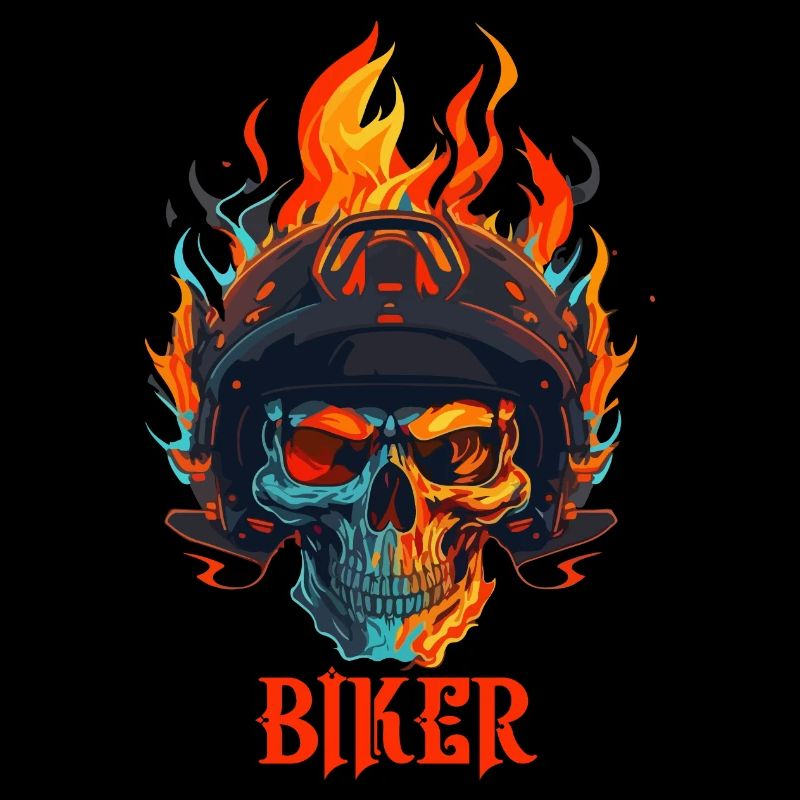 Flaming Skull Biker Crest