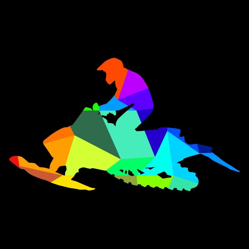 Snowmobile Skibob Rainbow Polygon Vehicle