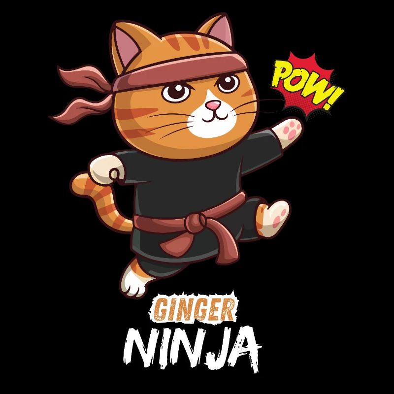 Ginger Ninja Cat T-Shirt - Fun