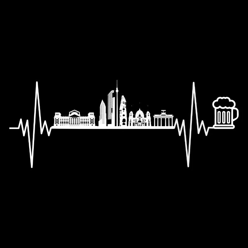 Berlin Silhouette Herzschlag EKG Bier Geschenk