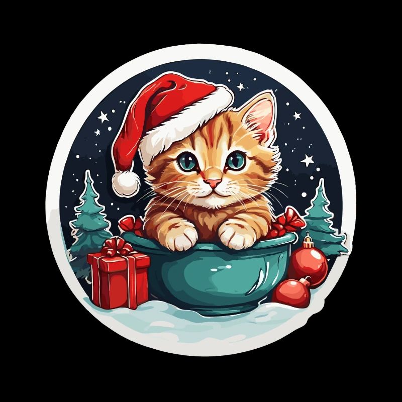 chat de Noël tigré