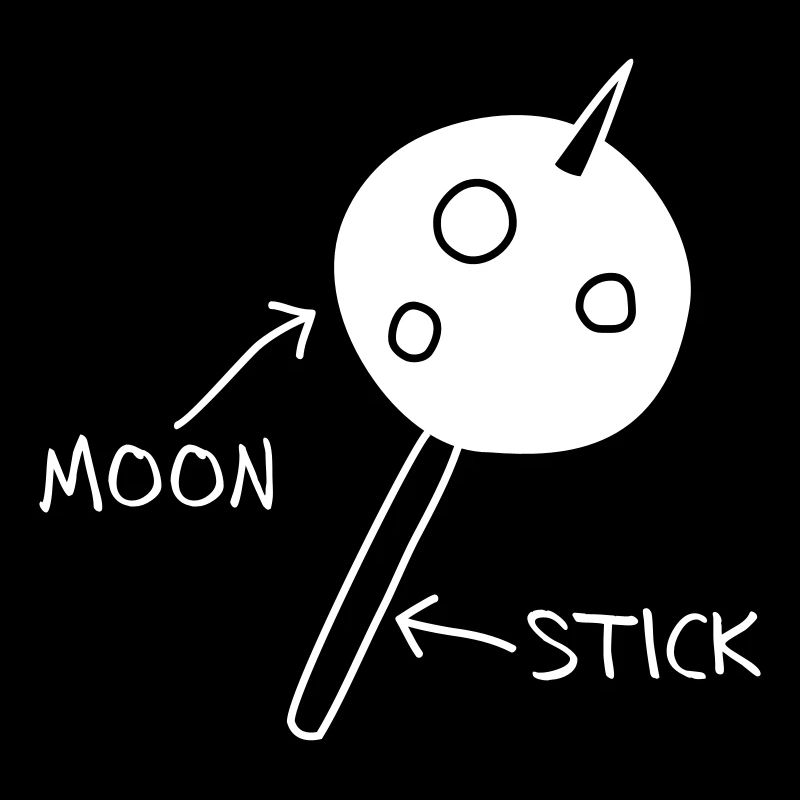 Mond auf einem Stick (weiß auf dunklem