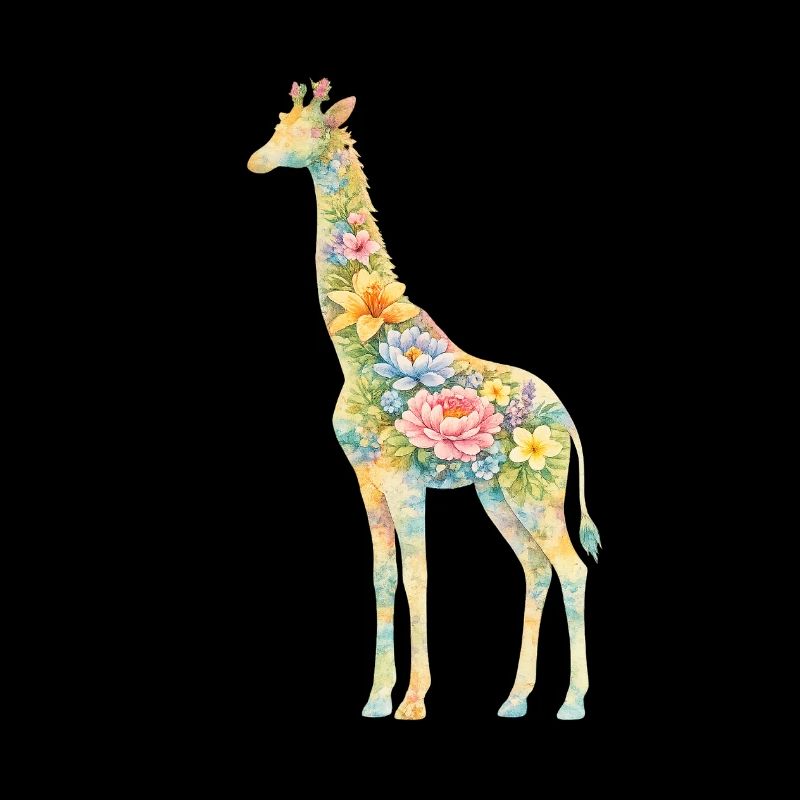 Silhouette florale de girafe