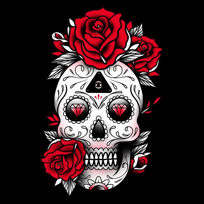Crâne avec roses