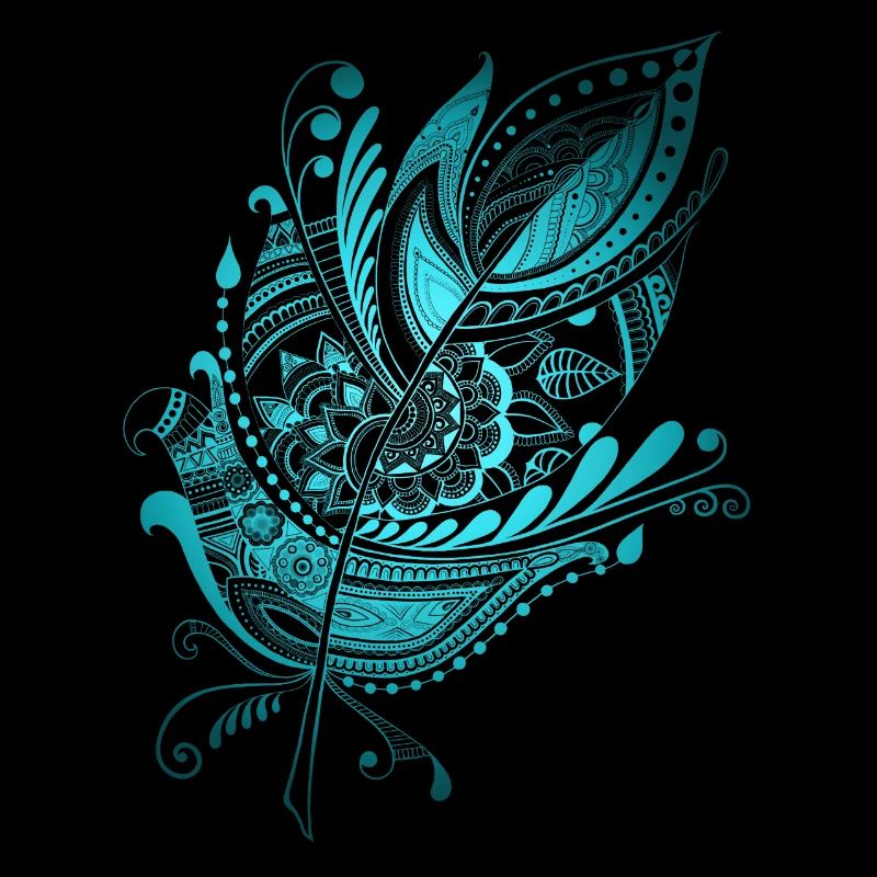 Feder Zentangle blau