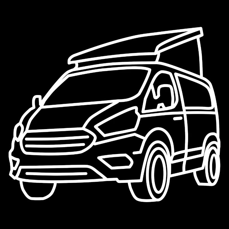 Camping-car avec toit relevable - Contour blanc