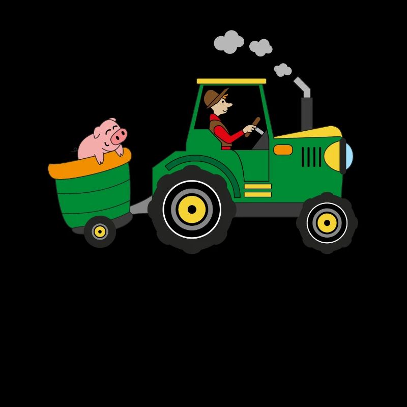 Tractor farmer professions trailer boy without text