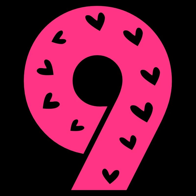 Number 9 with hearts pattern
