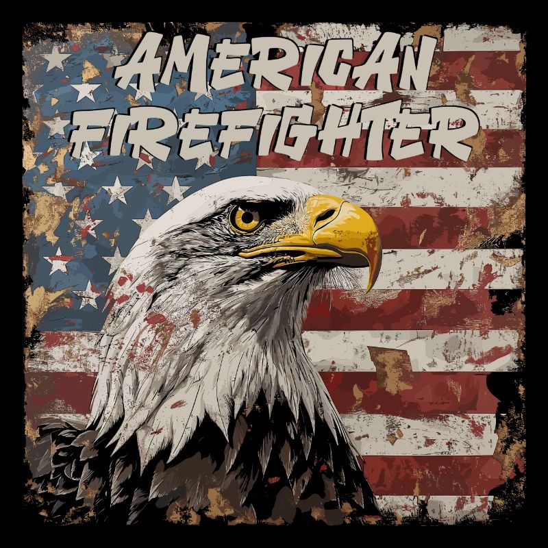 American Firefighter Flag Eagle