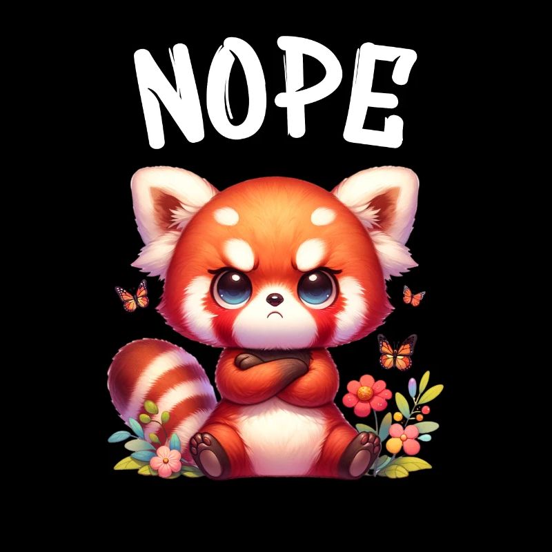 Red Panda Funny Saying Nope Fire Fox