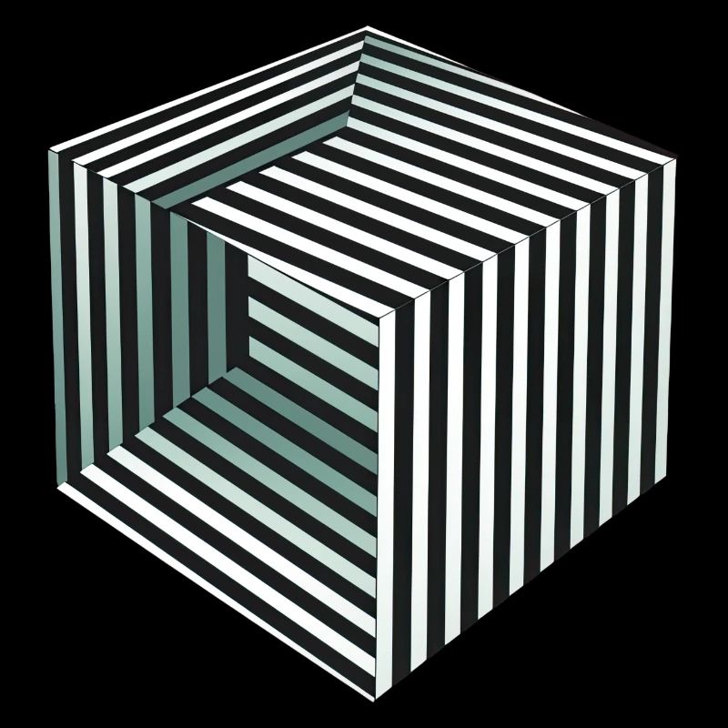 Striped Cube Illusion