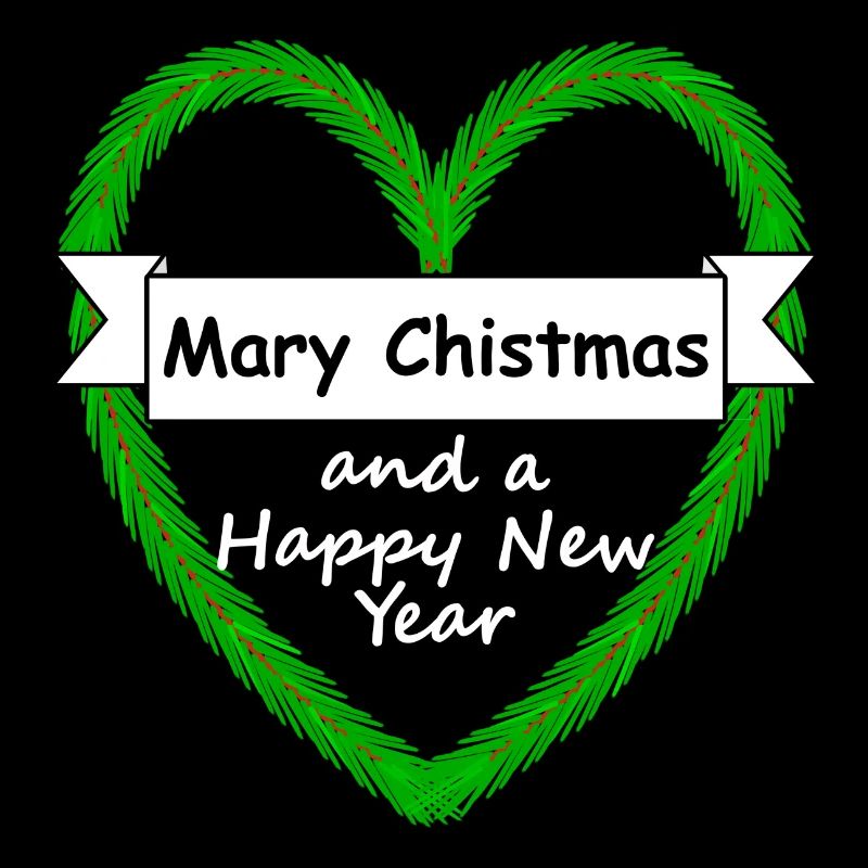 Needle heart with script Mary Christmas with slogan