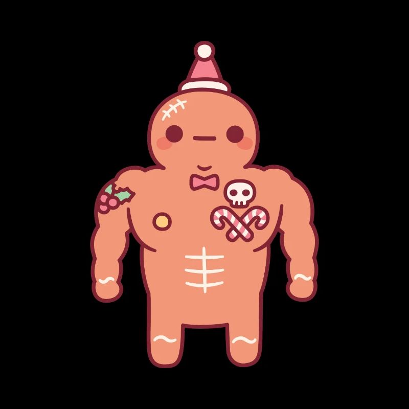 Funny Muscular Gingerbread Man