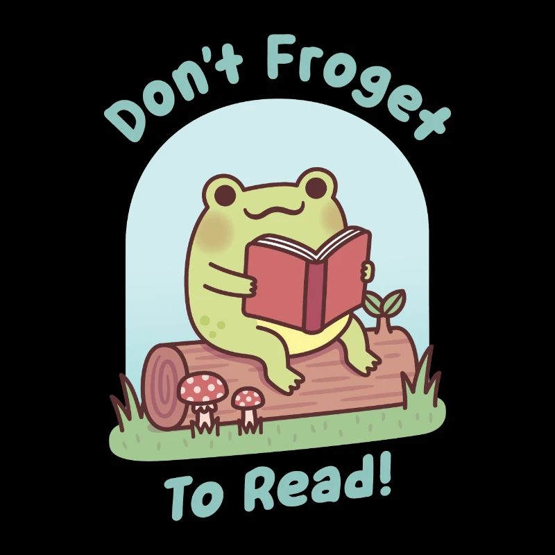 Grenouille mignonne lisant joyeusement Dont Froget à lire Jeu de mots