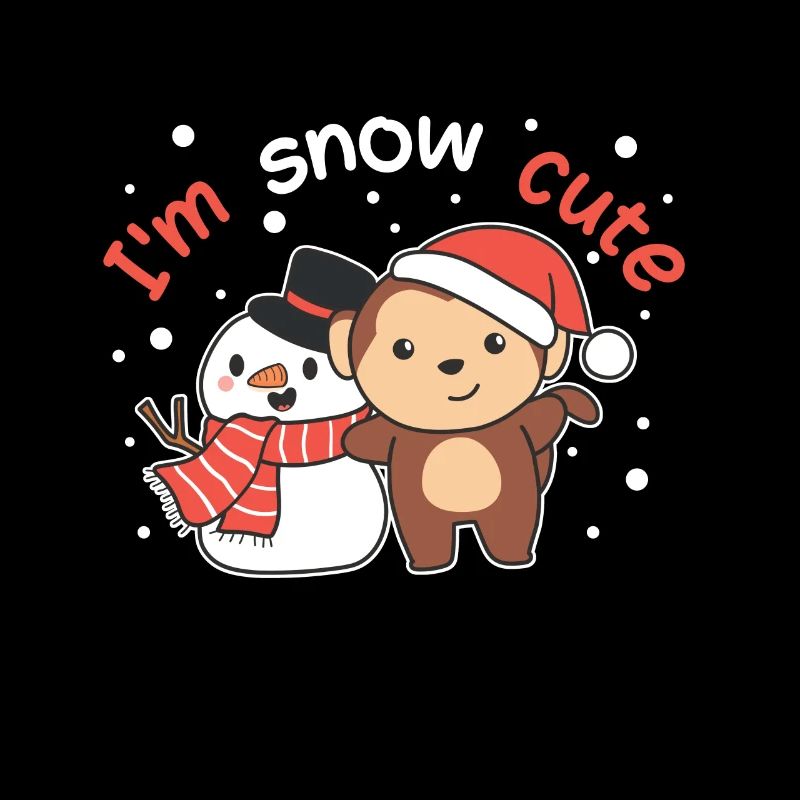 Monkey I'm snow cute snowman snow pun